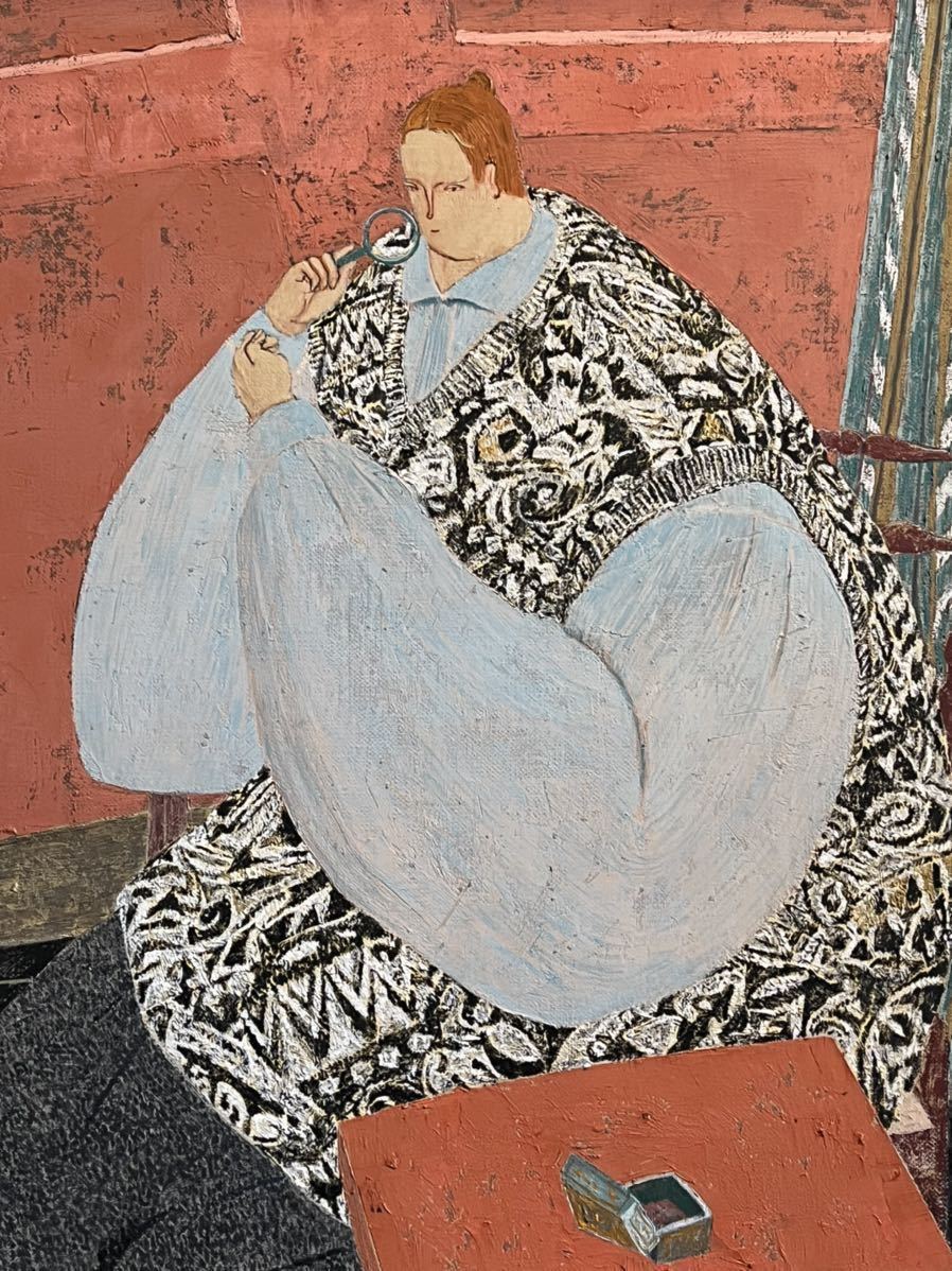 ◇作者不明◇油絵 手描き《野童女》表サイン 裏サイン(印譜) 鑑定