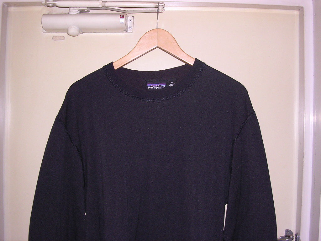 03年 USA製 刺繍ロゴ patagonia パタゴニア Ｒ.5 クルーネック セーター XL 黒 vintage old フリース カットソー 希少 レア R1 R2