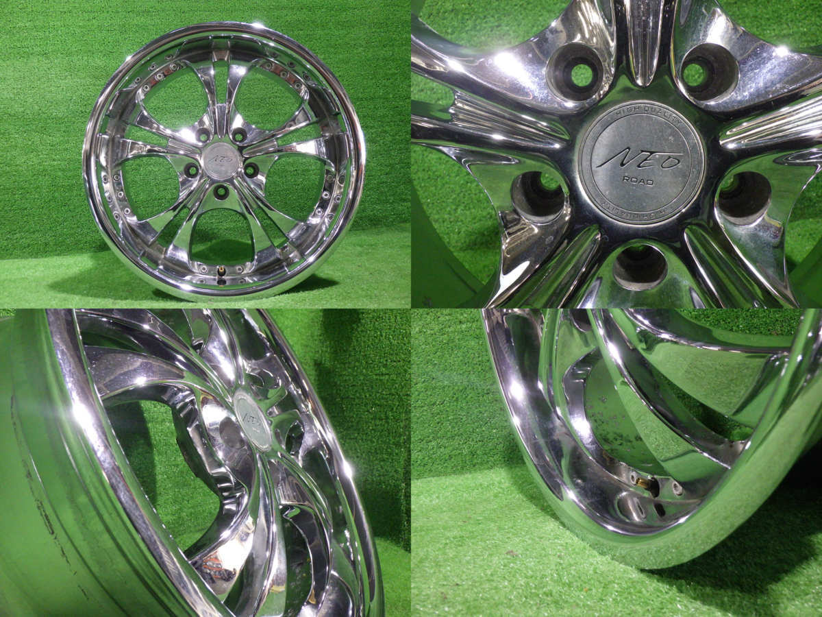 中古 18インチ 18×8J 5穴 NEO ROAD 社外 アルミホイール 4本セット 