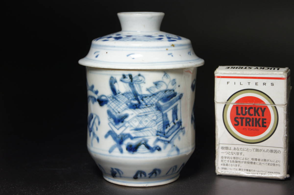 煎茶道具 中国美術 染付 中国 山水画 五爪龍蝙蝠紋 玲瓏 古蛍
