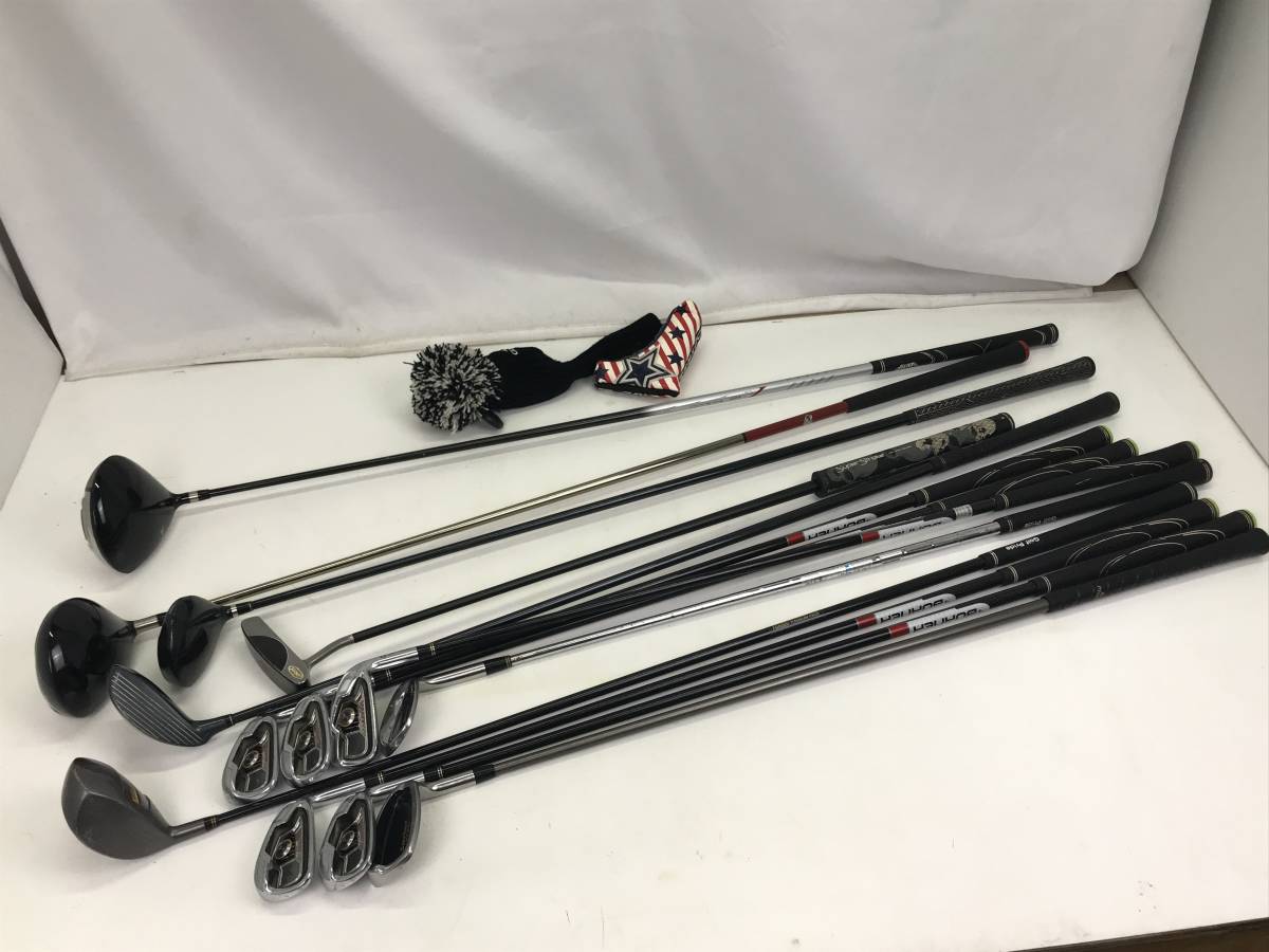 【02212】ゴルフクラブセット/テーラーメイド/R-510Tiドライバー/イエス/C-GROOVE/マルマン/キャスコ 等/13本/アディダスバッグ付/中古品