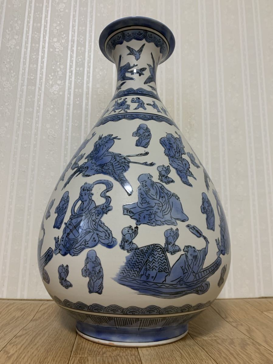 九谷焼 飾り壺 高さ 46cm 幅 28cm 九谷焼 金彩色絵 花鳥図 大花瓶 飾壺