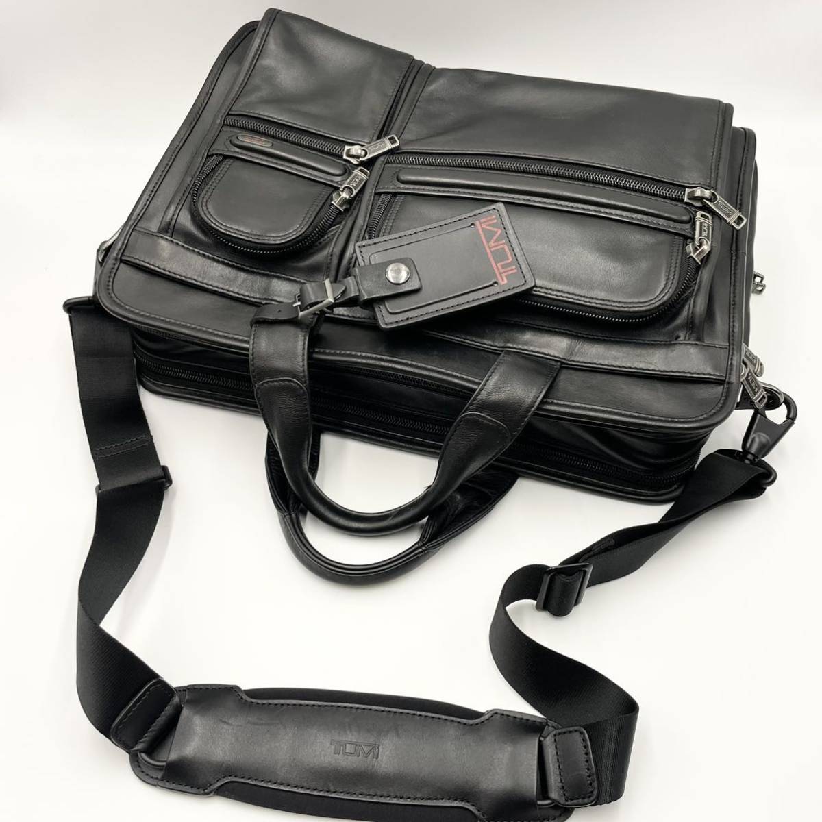 1円【美品】TUMI トゥミ 2way ビジネスバッグ ALPHA アルファ ブリーフケース ナパレザー エクスパンダブル メンズ 書類鞄 A4 ブラック 黒