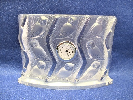 LALIQUE ラリック クリスタル フクロウ 置き時計 オブジェ 置物 難有り