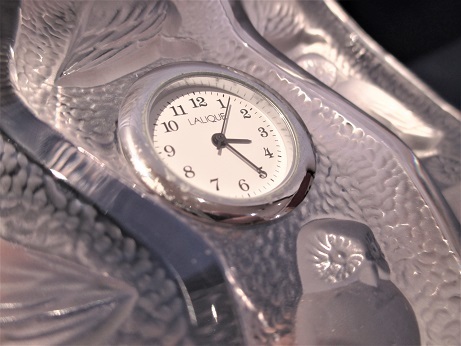 LALIQUE ラリック クリスタル フクロウ 置き時計 オブジェ 置物 難有り