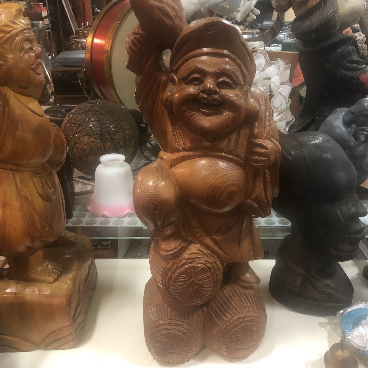 木彫 七福神 大黒天 木製 縁起物 置物 54cm 【公式通販】