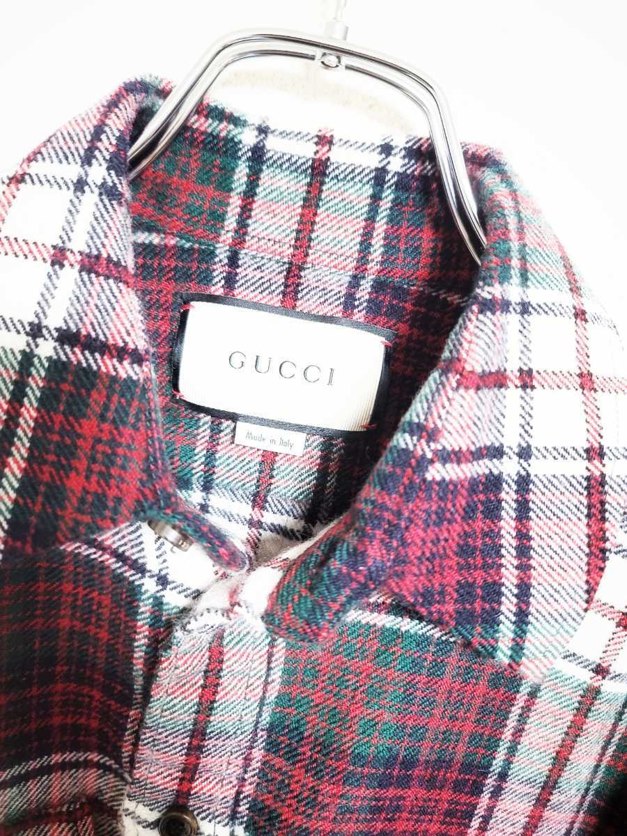 GUCCI 18AW バックエンブロイダリーチェック長袖シャツ グッチ 12万円 