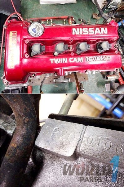 PS13 シルビア SR20DET エンジン本体 赤ヘッド 焼き付き無し ハーネス