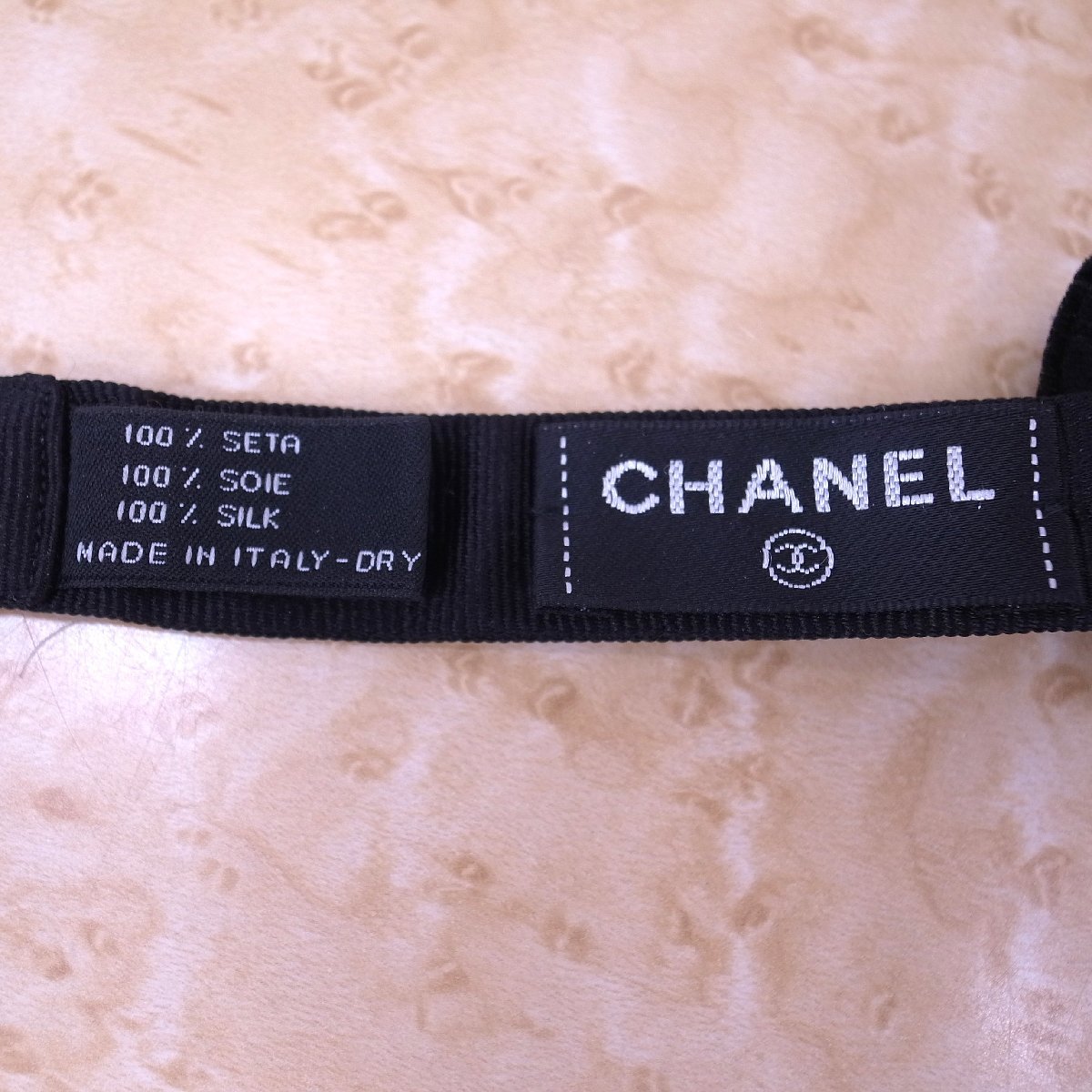 4387T【本物保証】 CHANEL シャネル 蝶ネクタイ シルク100% リボン 
