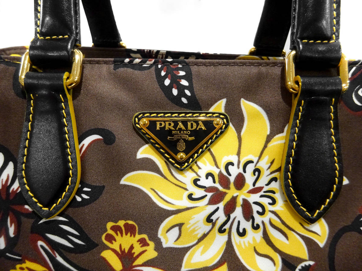 PRADA プラダ BN2741 2WAY 花柄 トート バッグ ショルダー フラワー 