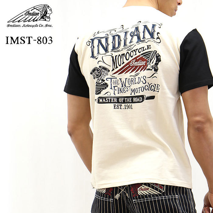 【訳あり！半額以下！】 INDIAN MOTORCYCLE　天竺 半袖シャツ　IMST-803－ナチュラル－サイズM 