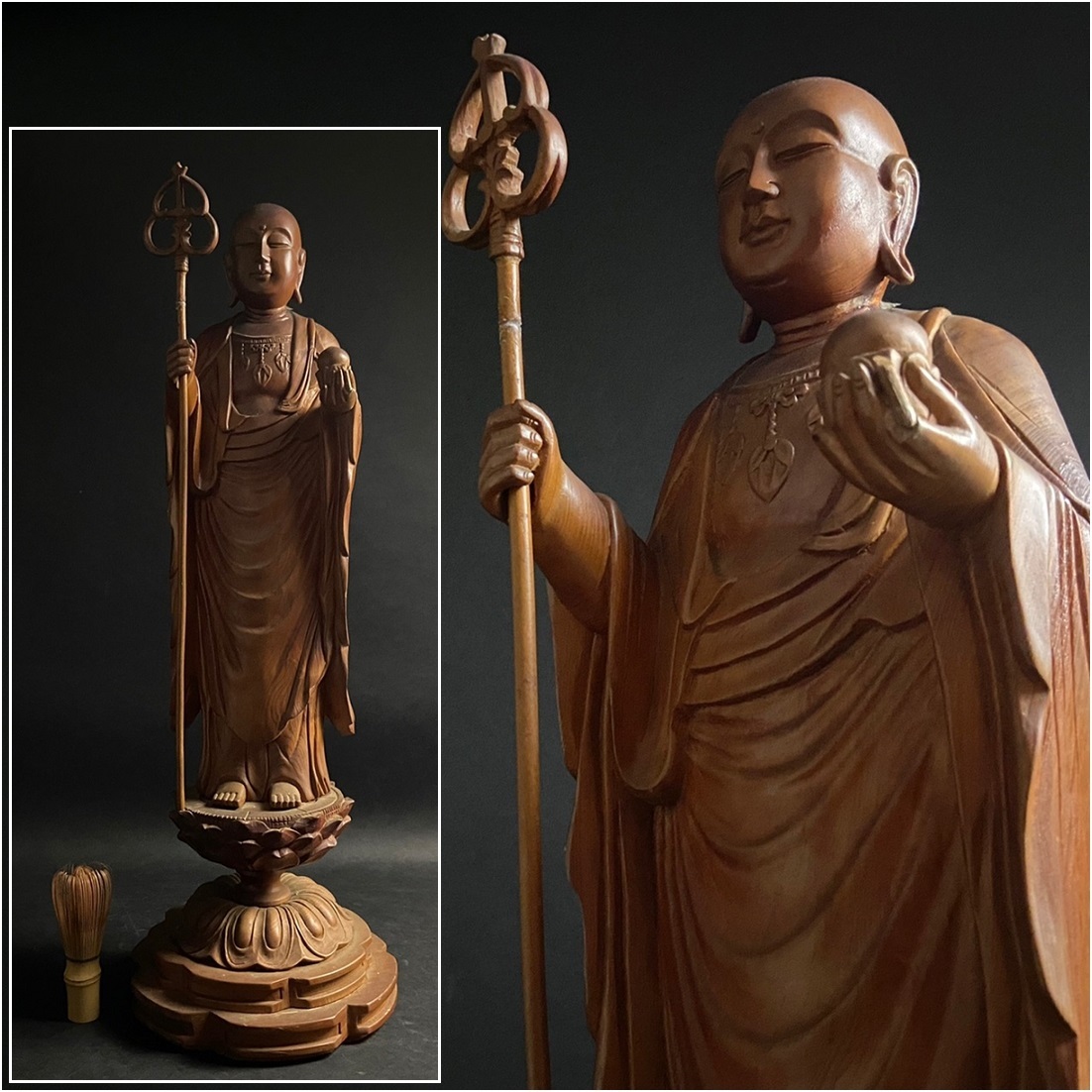 仏教美術 時代 木造木彫 地蔵菩薩立像 特大62cm 古美術品 大分県某寺院