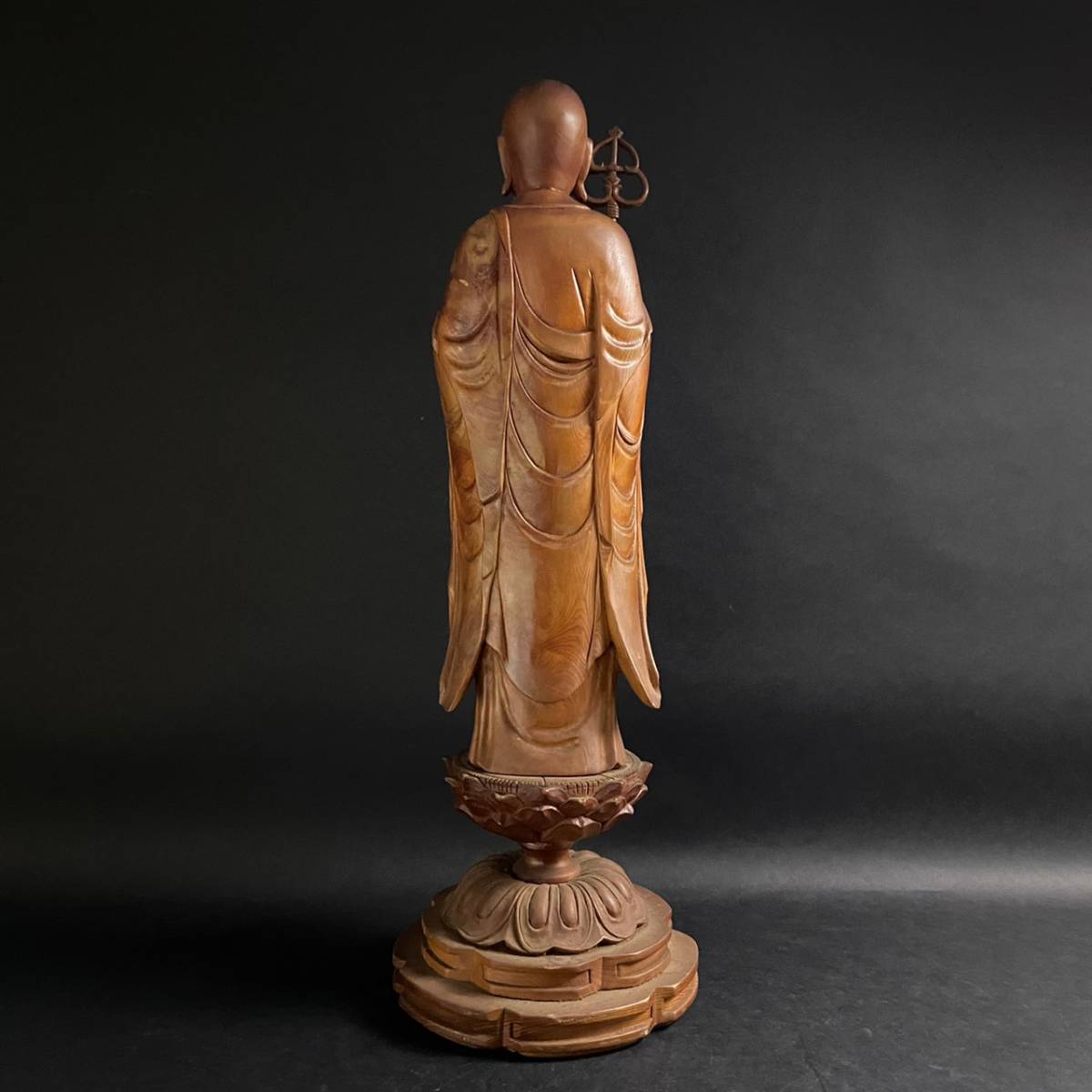 仏教美術 時代 木彫 地蔵 菩薩 彫刻 仏教美術 時代 木造木彫 地蔵菩薩立像 特大62cm 古美術品 大分県某寺院