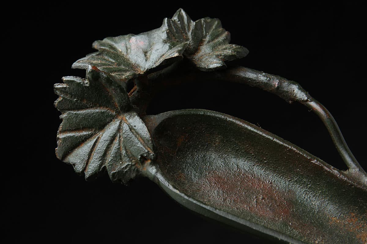 HV019 時代物【金工 清鳳 作】鋳銅 瓢箪式香皿 幅19.8cm 重147g・鋳銅葫芦式盤 香道具/茶道具
