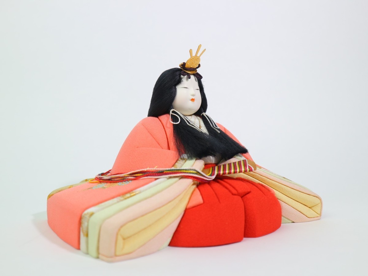 在庫保管品 鈴木賢一 「絵巻紋様 正絹仕立 若草山」 江戸木目込人形 雛人形