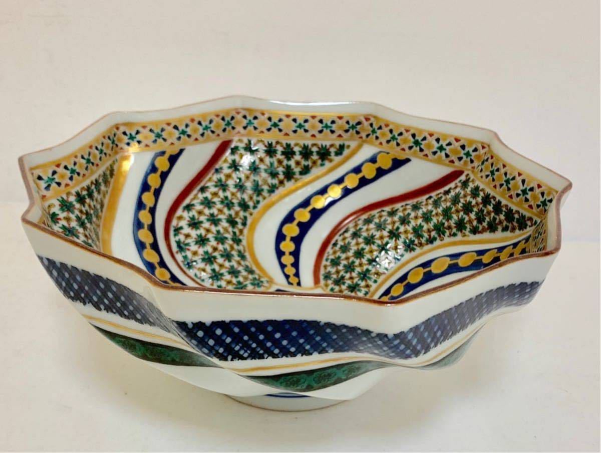 河上龍三 九谷焼 色絵更紗図 菓子鉢 公式通販 清末民初 Dynasty 三多