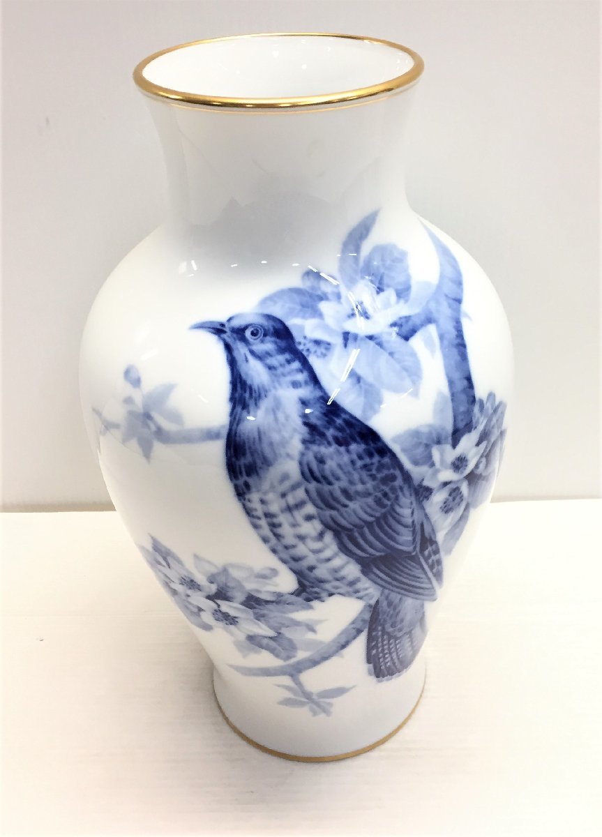 大倉陶園花瓶花鳥紋絵 大倉陶園花瓶花鳥紋絵