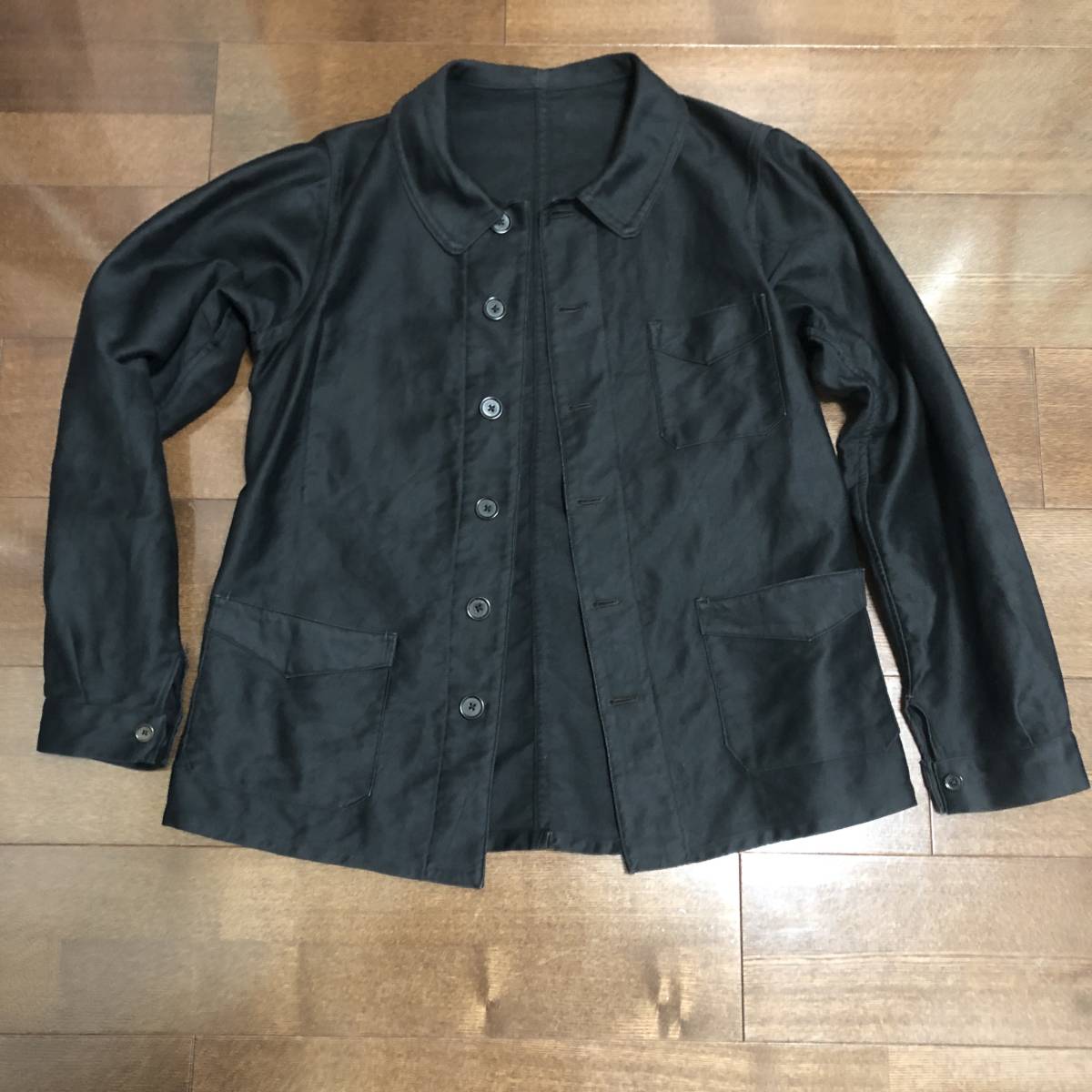 40s vintage ブラックモールスキン vポケ いぶり フレンチワーク