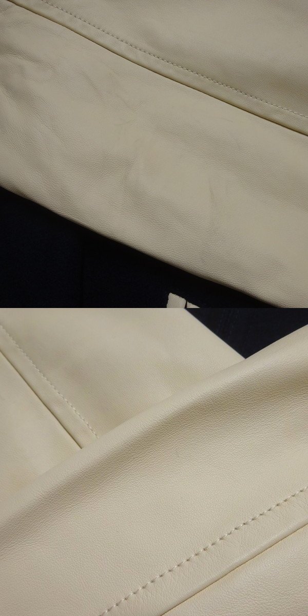 定価4.6万円】Gymphlex ジムフレックス 袖レザースタジャン M ネイビー 