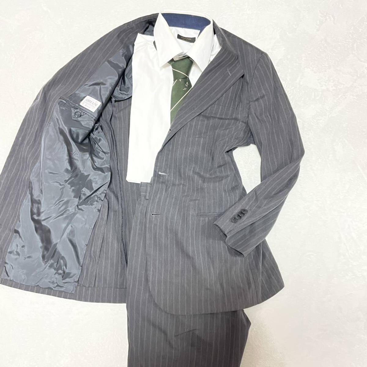  M〜Lサイズ アルマーニ コレツィオーニ セットアップスーツ ブラック ストライプ イタリア製 ARMANI COLLZIONI(スーツ)｜売買されたオークション情報、yahooの商品情報をアーカイブ公開 - オーク 男性用