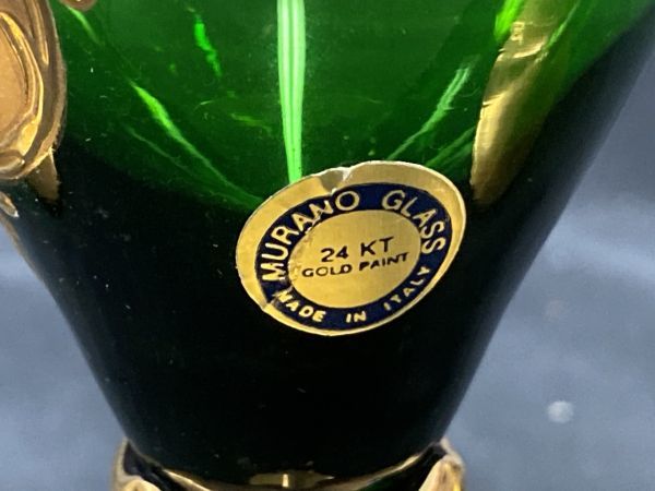 MURANO 特大 45.5㎝ ムラノ ハイエナメル ワイングラス 型 オブジェ 0404-1054ST⑫1889 MURANO GLASS ムラノガラス エナメル金彩 ワイン