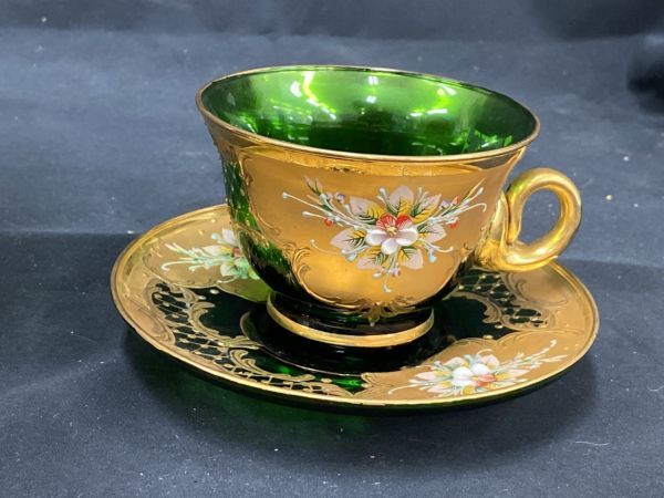 0404-1054ST⑫1889 MURANO GLASS ムラノガラス エナメル金彩 ワイン