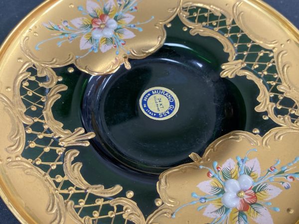 0404-1054ST⑫1889 MURANO GLASS ムラノガラス エナメル金彩 ワイン