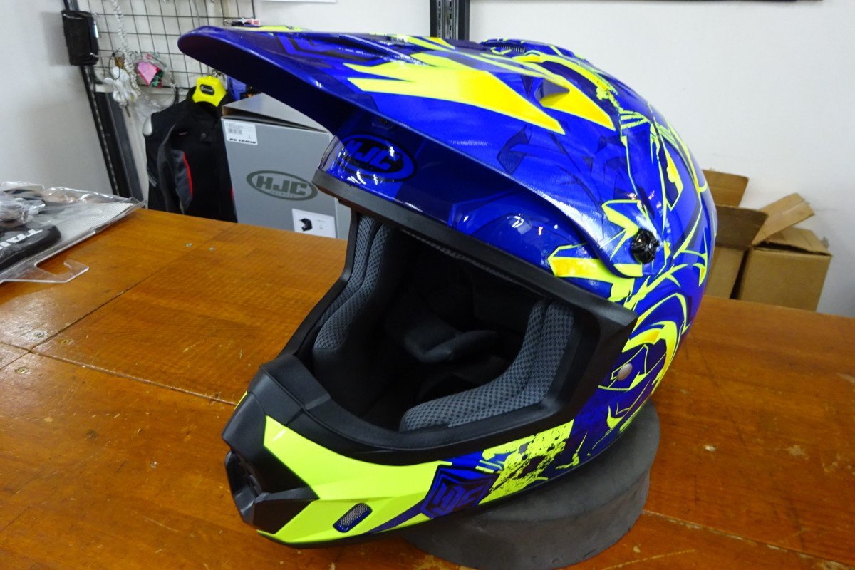 得価，定番 HJC MS-MXⅡ オフロードヘルメット ブルーグラフィック サイズM(Mサイズ)｜売買されたオークション情報、yahooの商品情報をアーカイブ公開 - オークファン フルフェイス（オフロード用）