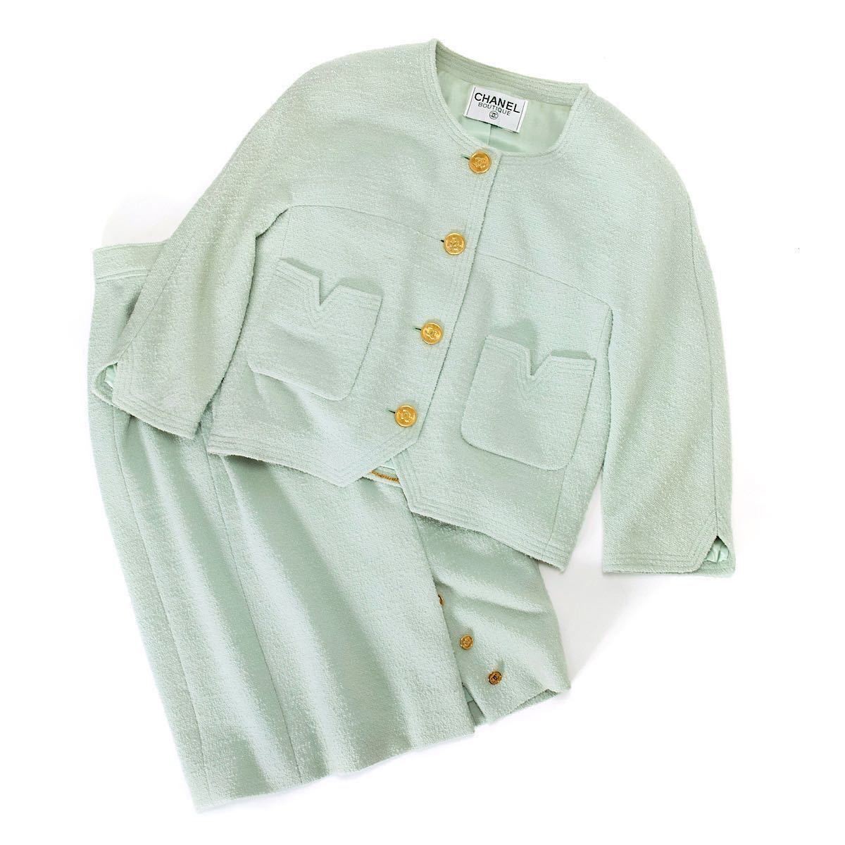 激レア vintage CHANEL 1990-91 ショート丈ツイードジャケット スーツ  