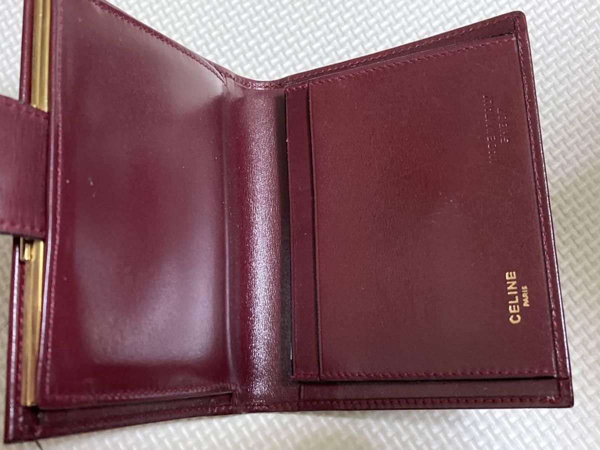 CELINE セリーヌ オールドモデルレザーウォレット/がま口 二つ折り財布