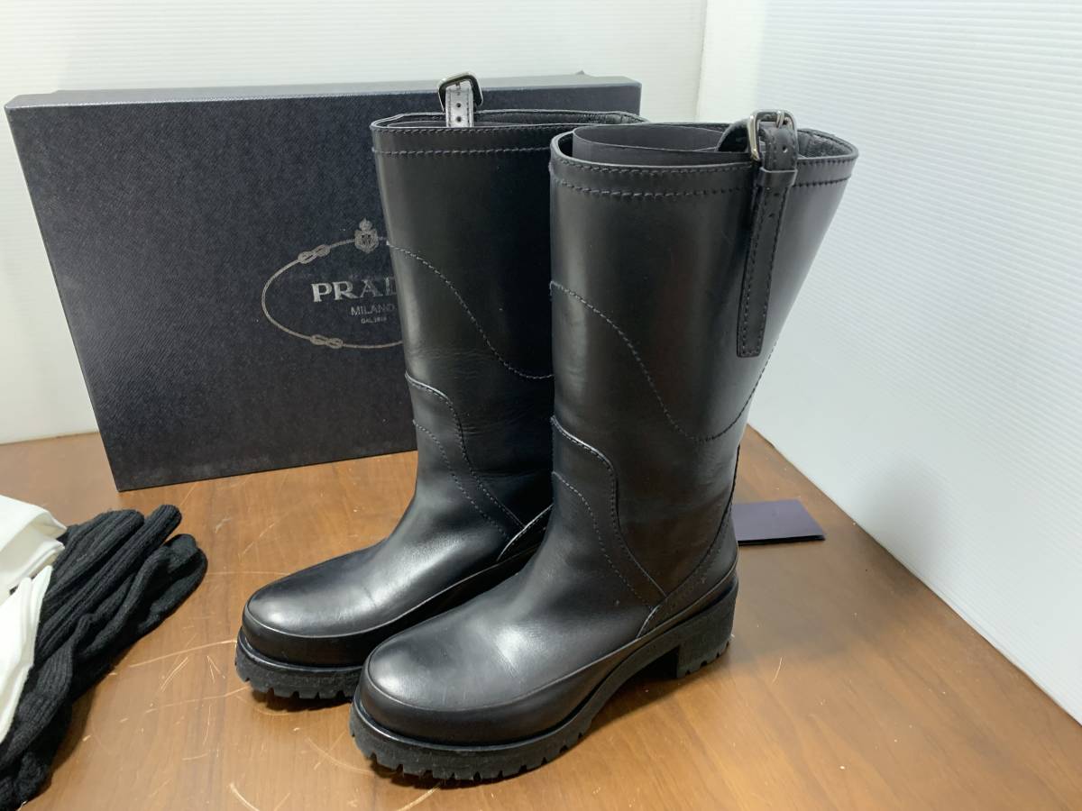 PRADA ブーツ レディース　エンジニア　37 PRADA プラダ エンジニアブーツ37 1/2 【公式通販】