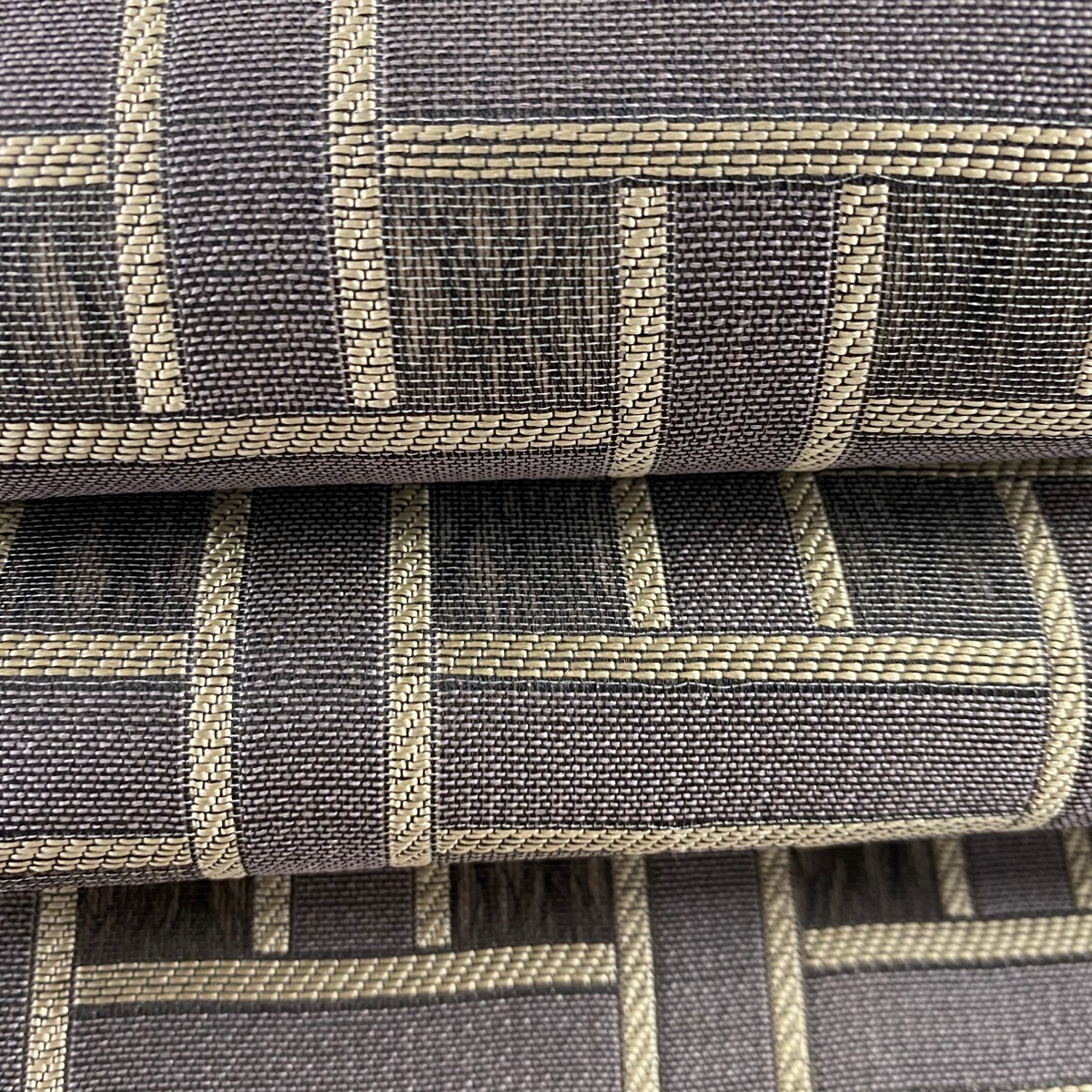 袋帯 美品 名品 幾何学模様 灰紫 六通 正絹 【中古】 - 美品 袋帯 名品 
