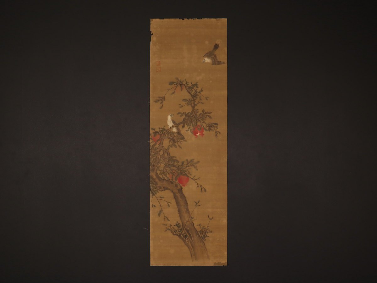 模写】【1円開始】【伝来】ky4980 花鳥図 中国画 マクリ - 文化遺産