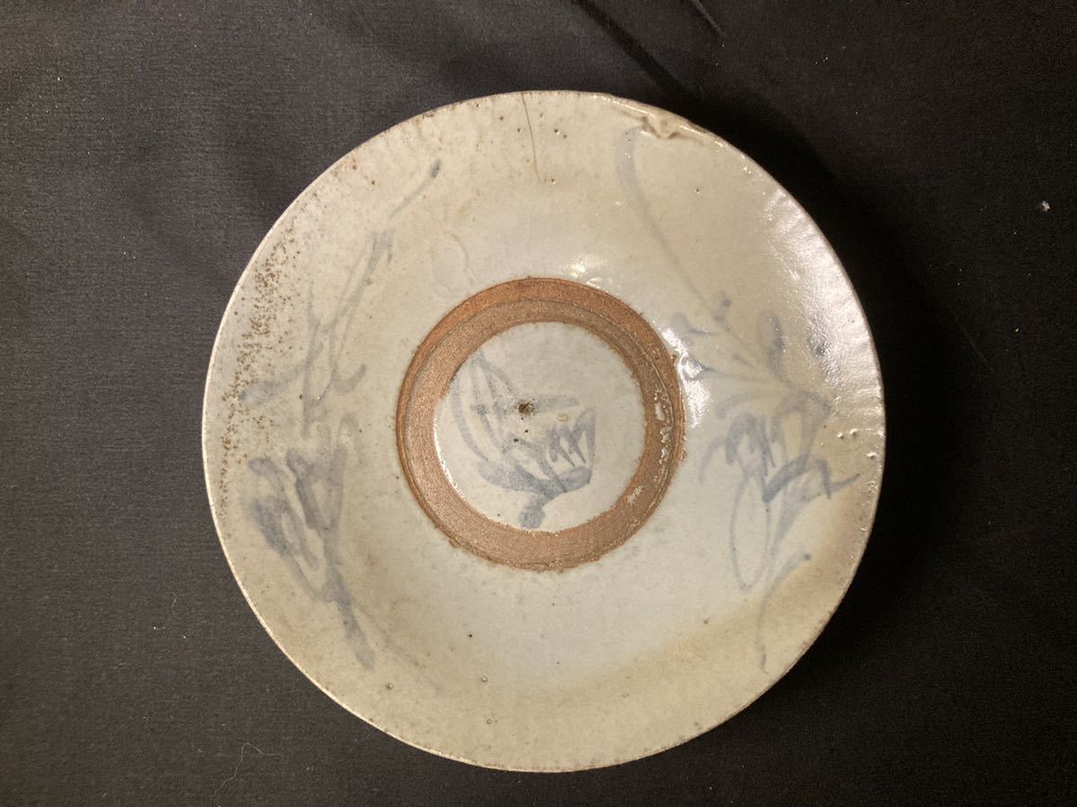 古唐津 絵唐津桃形茶碗 共箱 時代物 橋文 蒐集家旧蔵 絵唐津茶碗