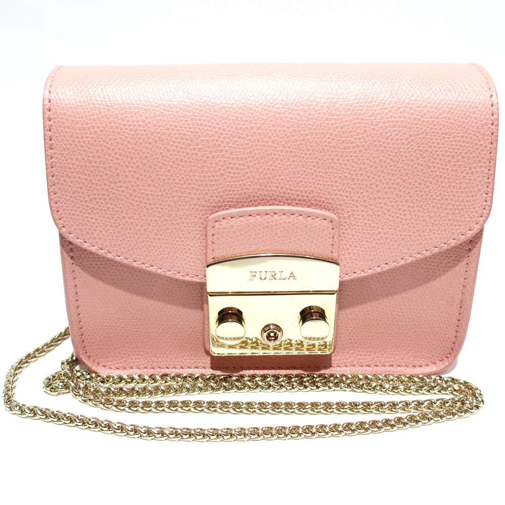 メトロポリス FURLA フルラ ショルダーバッグ ピンク チェーン - 美品 