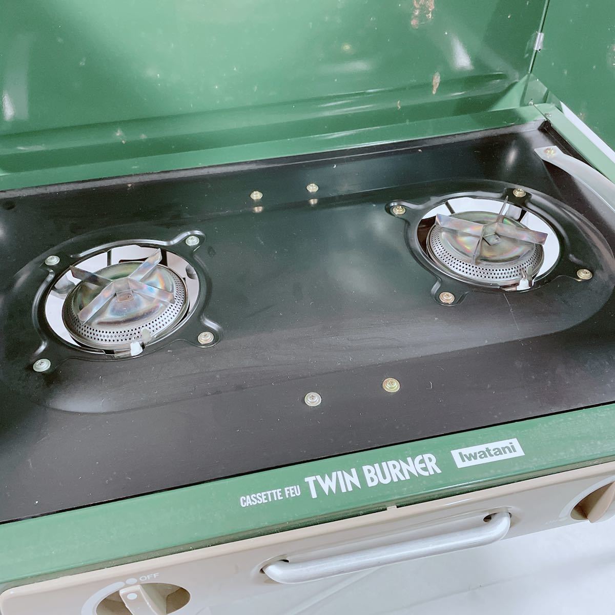 動作OK◇iwatani/イワタニ TWIN BURNER CB-5000 カーキ 2口コンロ