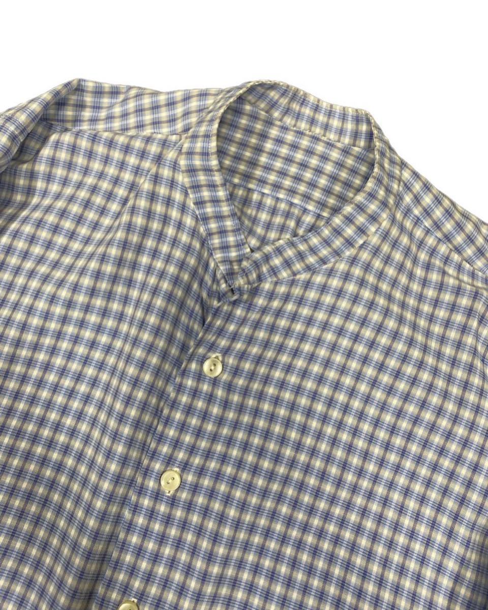 60s フランス製 グランパシャツ XL リメイク チェック柄 長袖 ユーロ