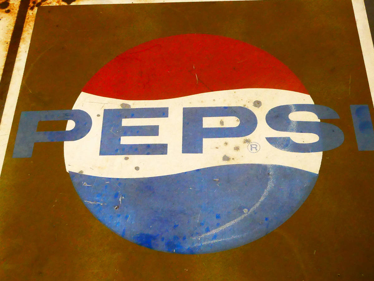 古い看板 ペプシコーラ 両面 PEPSI-COLA 昭和レトロ 当時物