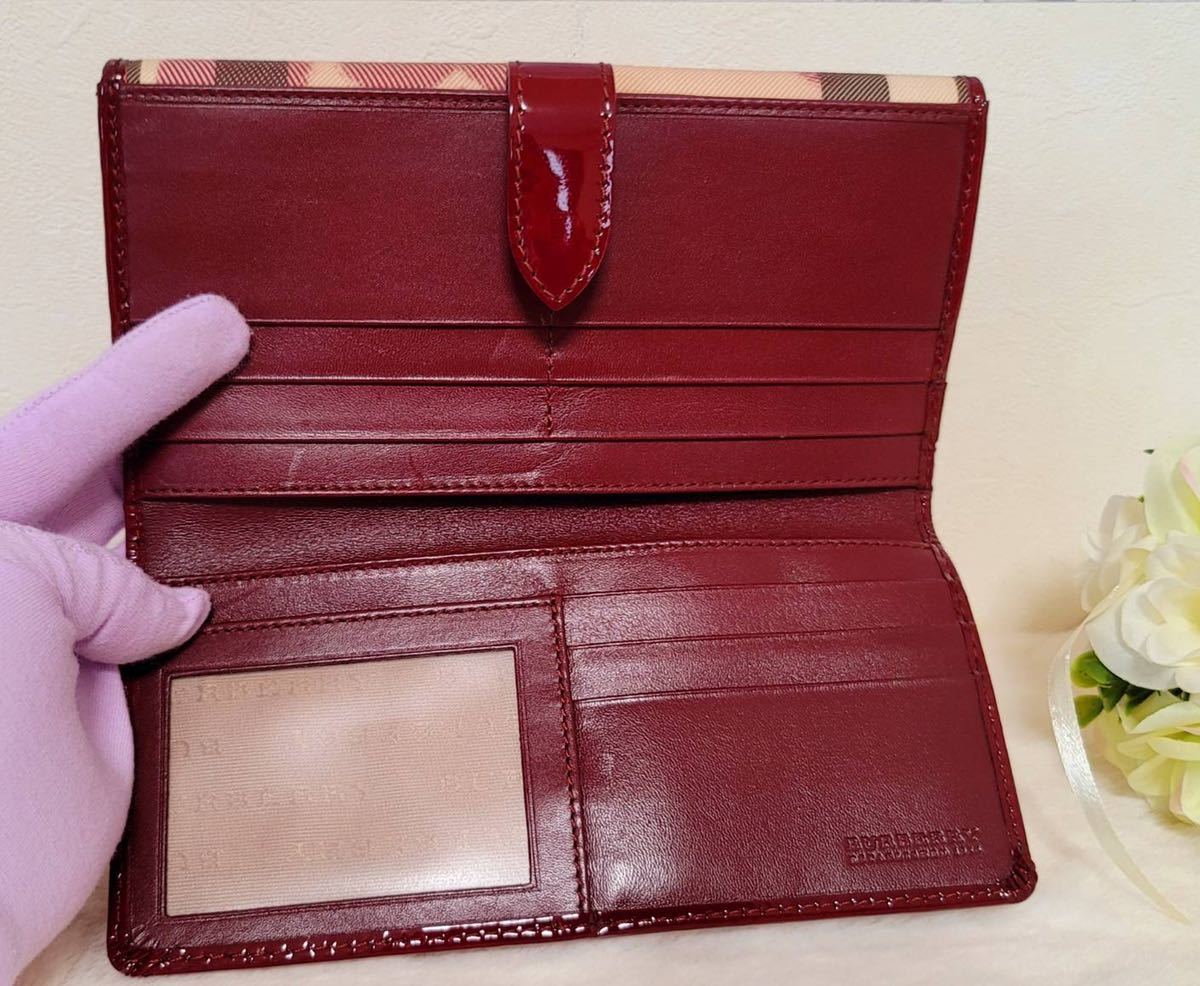 BURBERRY】バーバリー 長財布 プローサム PVC×エナメル レザー 