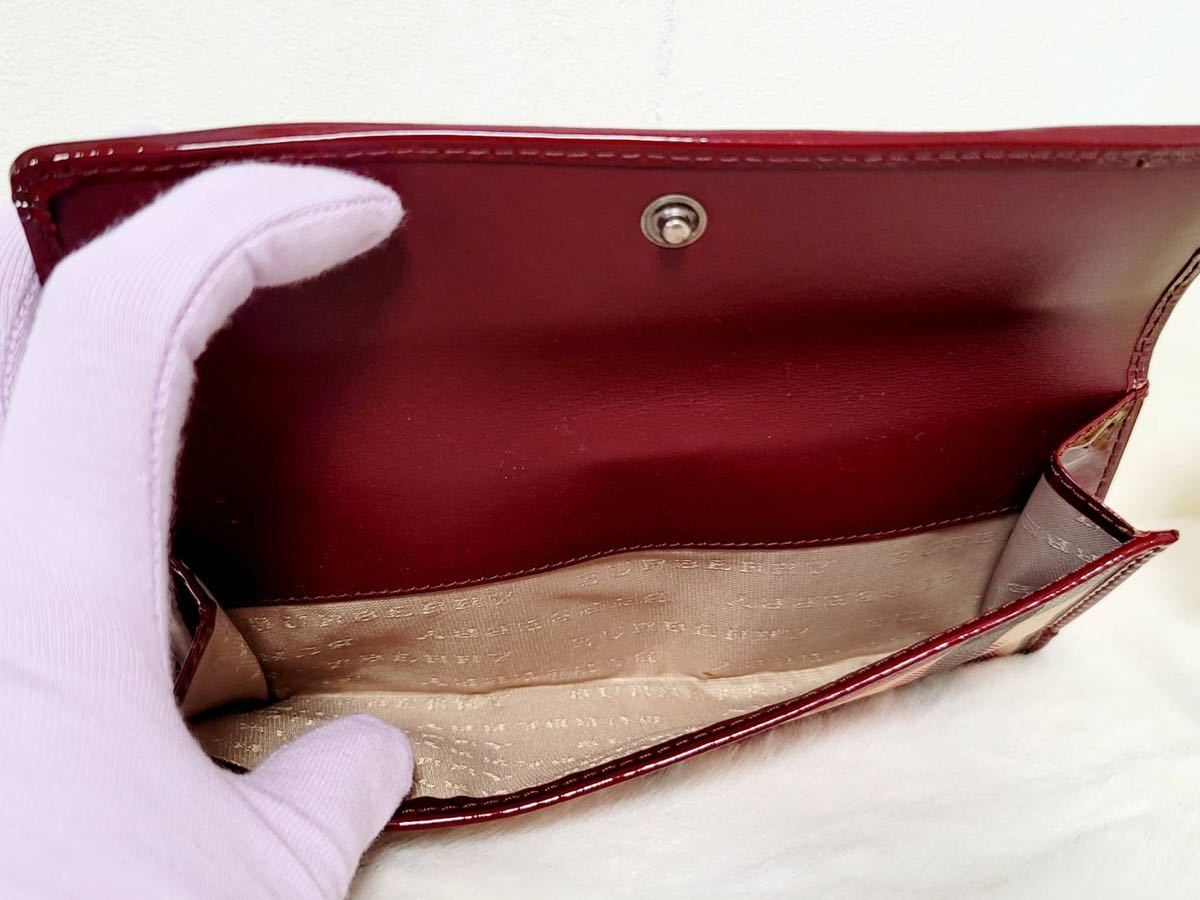 BURBERRY】バーバリー 長財布 プローサム PVC×エナメル レザー 