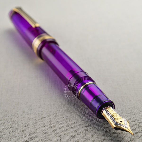 S124 WANCHER × SAILOR セーラー 限定 万年筆 枝垂れ藤 ◇○5月目玉品!【WANCHER×SAILOR/セーラー】 限定 21金万年筆 透明軸