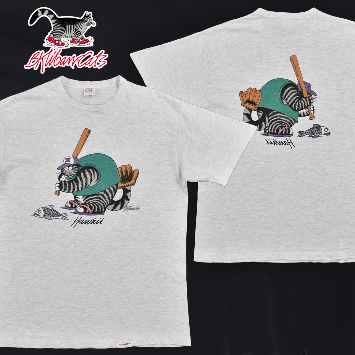 送料300円│crazy shirts ☆ USA製 クリバンキャット 野球 バッター 猫 