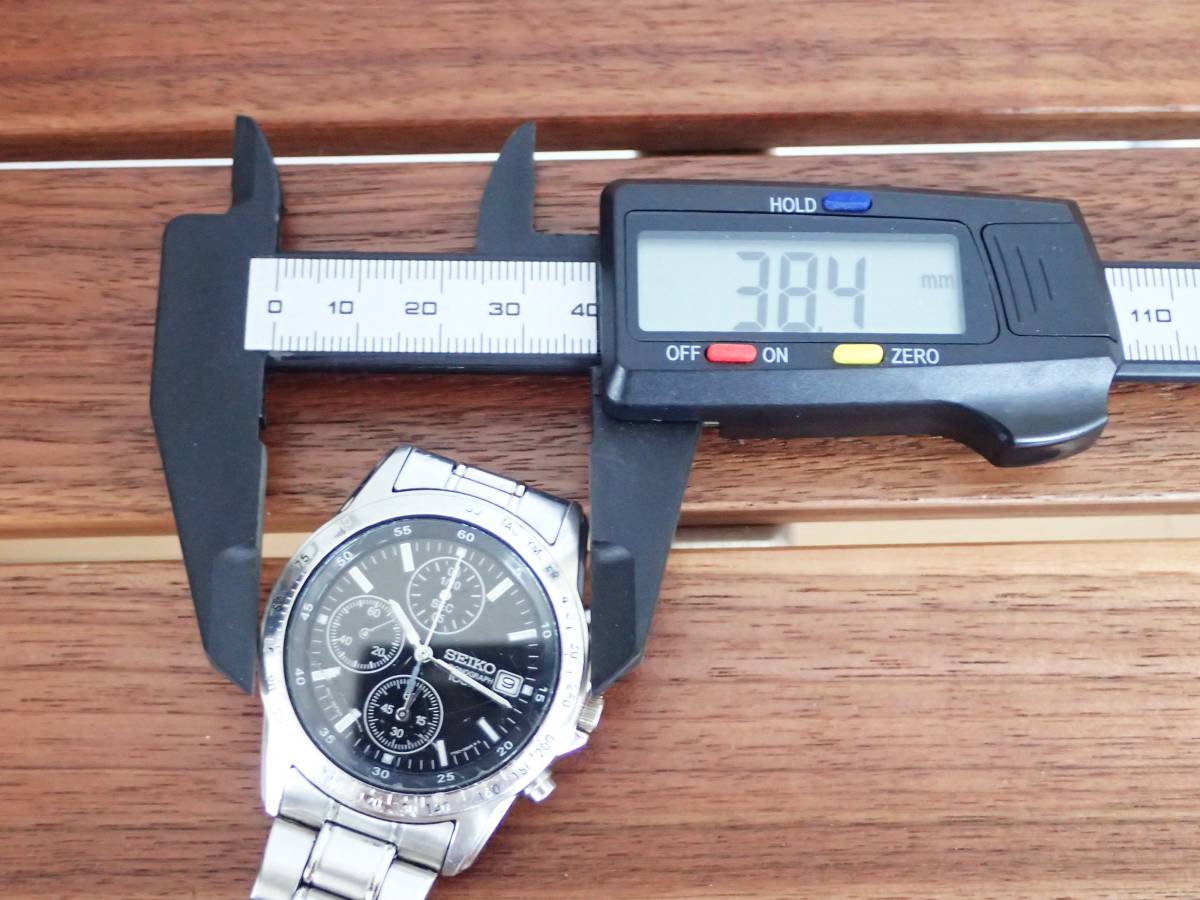 C4925-9】 SEIKO セイコー クロノグラフ ブラック 文字盤 デイト 7T92 