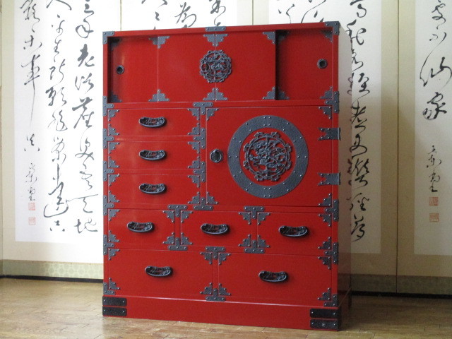 E188 庄内箪笥二段⁄丸金具⁄時代箪笥⁄和家具⁄チェスト
