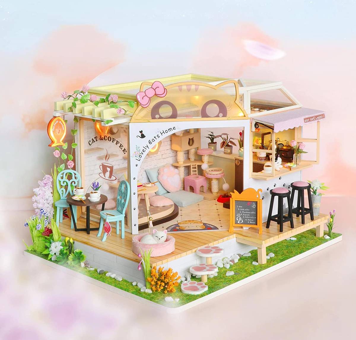 Nekou ドールハウス ミニチュア 引 初心者向け 3dパズル ミニ家具工芸品キットledライト おもちゃ Diy 手作りキット 防塵ケース付き