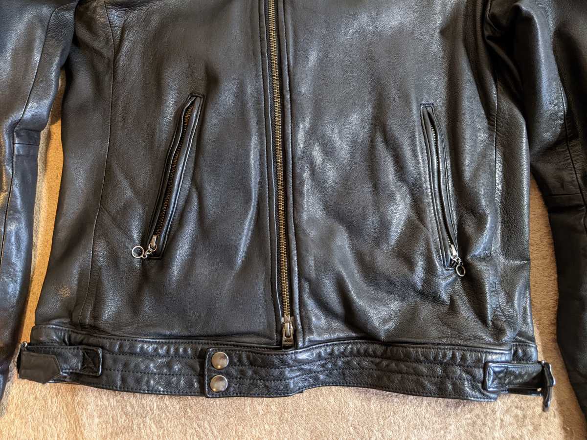 BEAMS レザー シングル ライダース ジャケット 黒 サイズ M 山羊革 