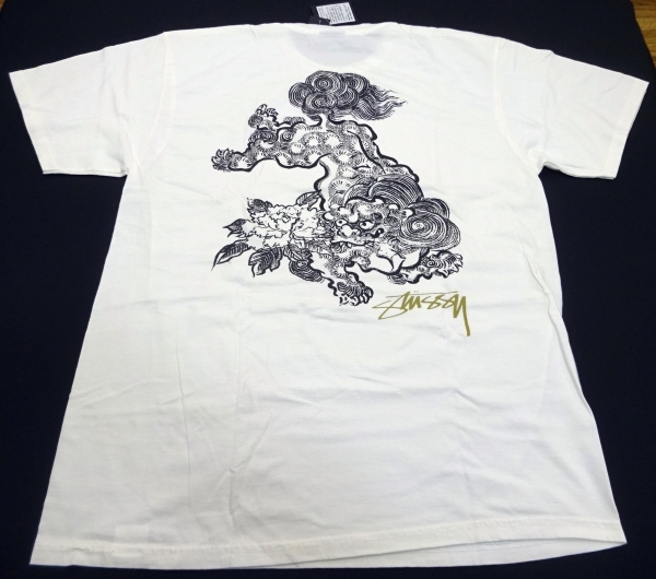 未使用☆STUSSY ステューシー 半袖Tシャツ 白 和柄 獅子☆サイズL(L 