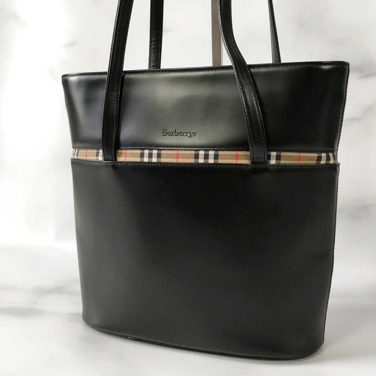 バーバリー レザー BURBERRY ノバチェック バケツ型 トートバッグ ノバ 