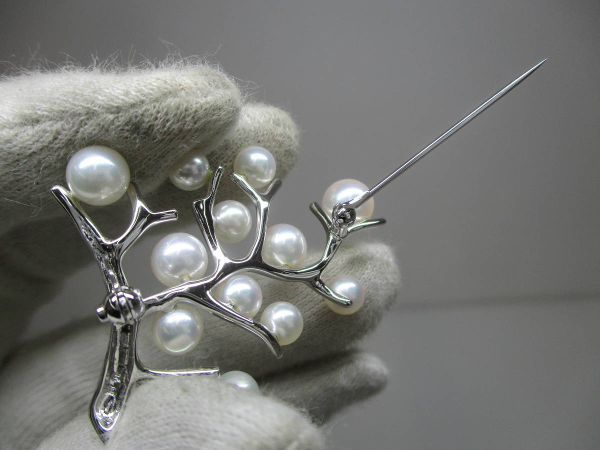 SILVER MIKIMOTO ミキモト ツリーモチーフ 真珠 ブローチ 