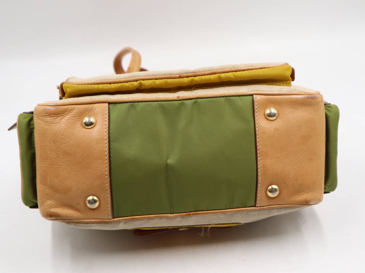 ☆PRADA プラダ トートバッグ ベージュ 黄 茶 BR2521 キャンバス 